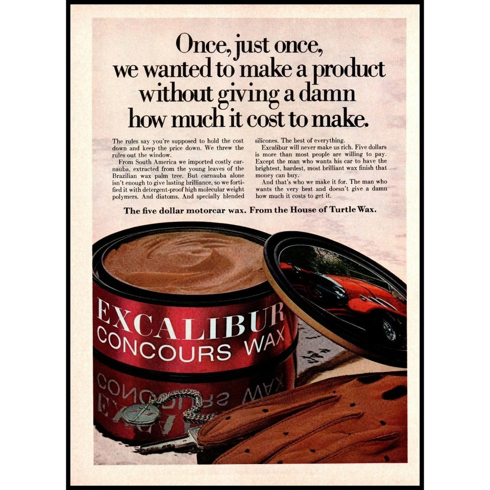 1971 Excalibur Concours Automotive Paste Wax Vintage Print Ad Show Car Wall Art